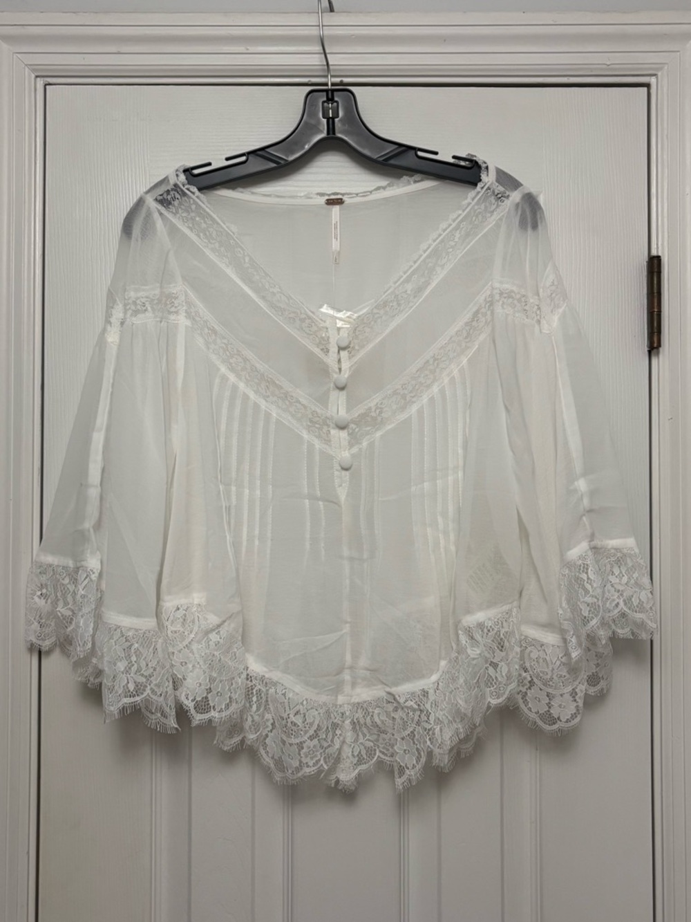 Free People Bali Midnight Rain Lace Top Romantic Bohemian Lace White NWT L - Picture 5 of 5